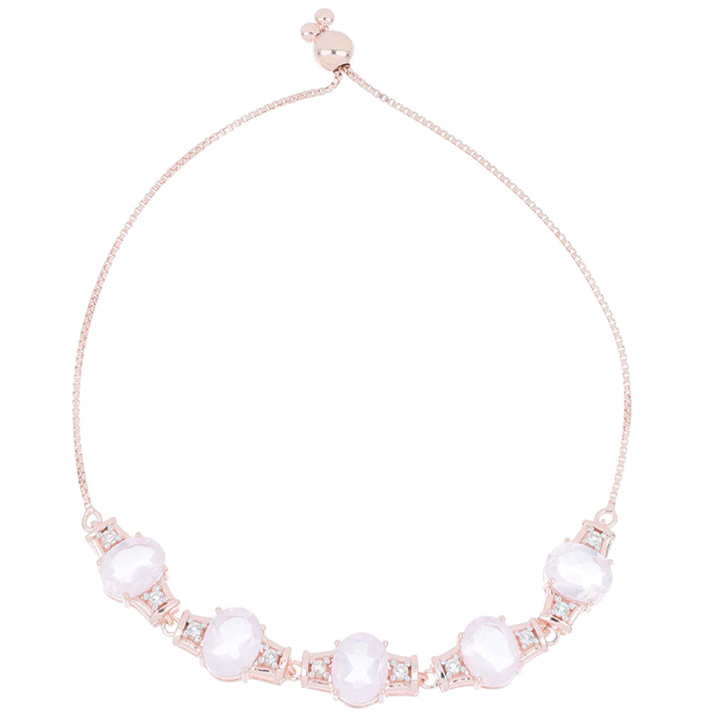 Rosevergoldetes Silberarmband mit Rosenquarz aus Ramaratina und weißem Topas 1 