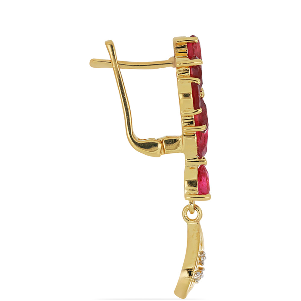 Goldplattierte Silberohrringe mit Rubin aus Madagaskar und weißem Topas 2 