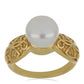 Goldplattierter Silberring mit weißer Süßwasserperle