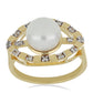 Goldplattierter Silberring mit weißer Süßwasserperle und weißem Topas
