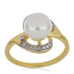 Goldplattierter Silberring mit weißer Süßwasserperle und weißem Topas