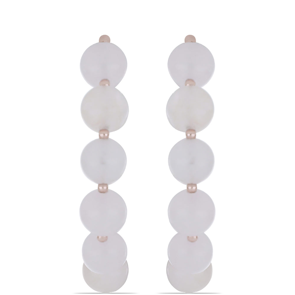 Rosevergoldete Silberohrringe mit Rosenquarz aus Ramaratina