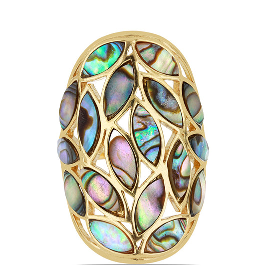 Goldplattierter Silberring mit Paua Muschel