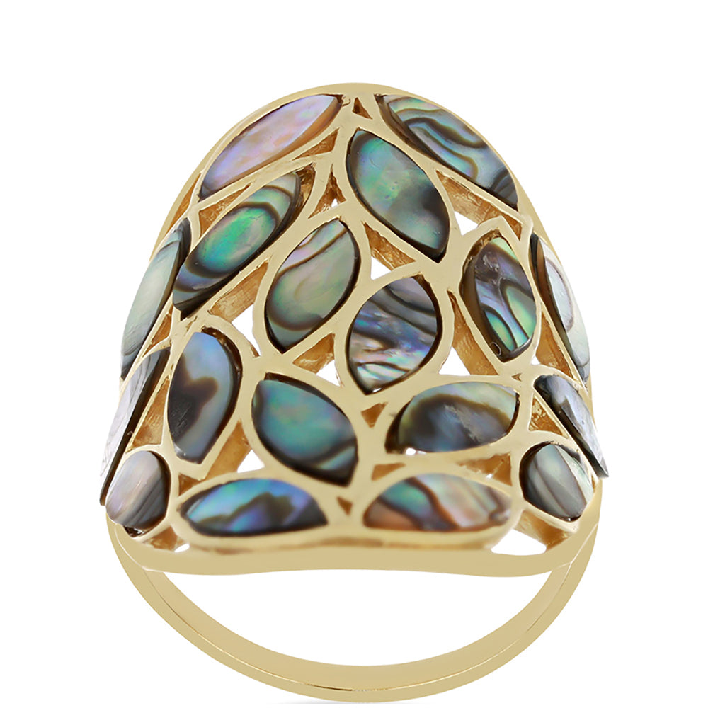 Goldplattierter Silberring mit Paua Muschel 3 