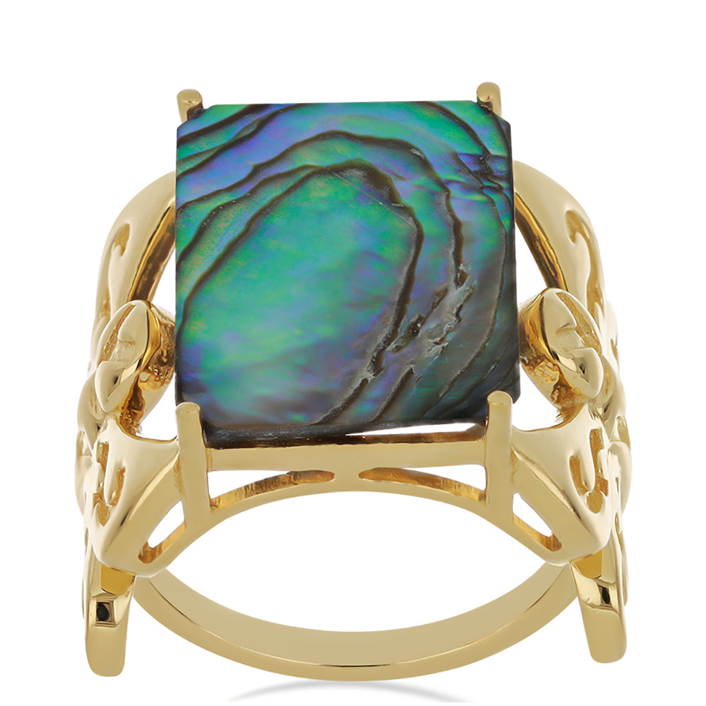 Goldplattierter Silberring mit Paua Muschel 3 