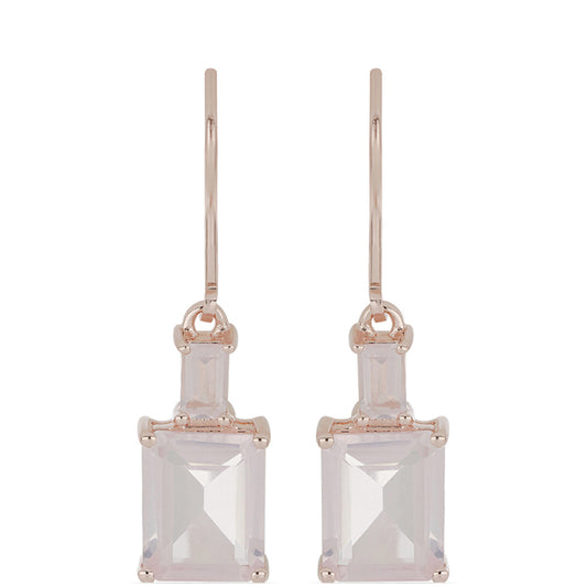 Rosevergoldete Silberohrringe mit Rosenquarz aus Ramaratina