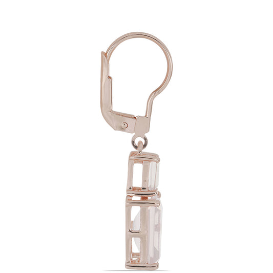 Rosevergoldete Silberohrringe mit Rosenquarz aus Ramaratina