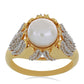Goldplattierter Silberring mit weißer Süßwasserperle und weißem Topas