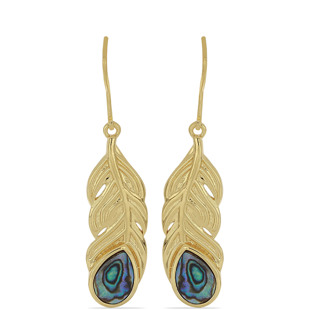 Goldplattierte Silberohrringe mit Paua Muschel