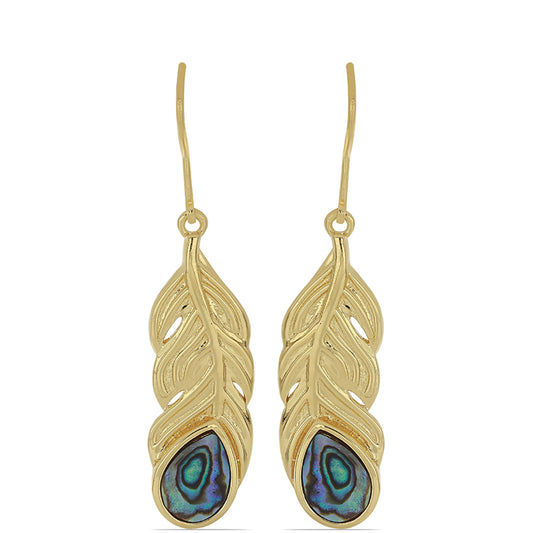 Goldplattierte Silberohrringe mit Paua Muschel