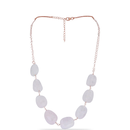 Rosevergoldete Silberhalskette mit Rosenquarz aus Ramaratina