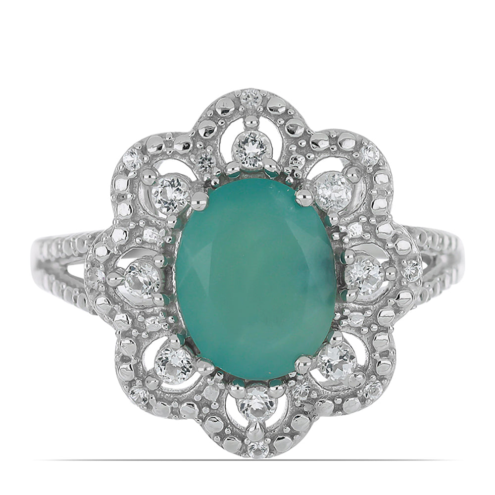 Silberring mit Grandidierit aus Anosy und weißem Topas