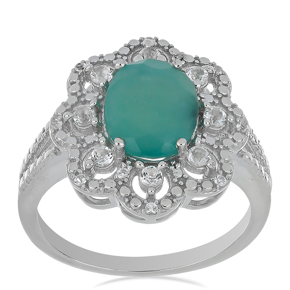 Silberring mit Grandidierit aus Anosy und weißem Topas