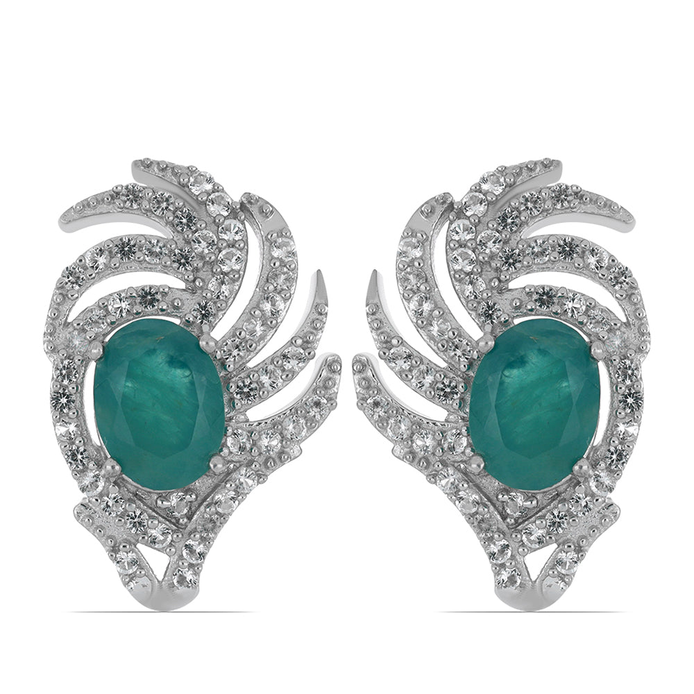 Silberohrringe mit Grandidierit aus Anosy und weißem Topas