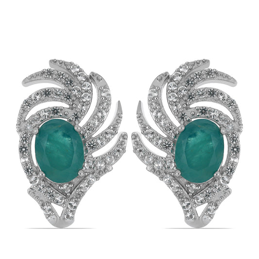 Silberohrringe mit Grandidierit aus Anosy und weißem Topas