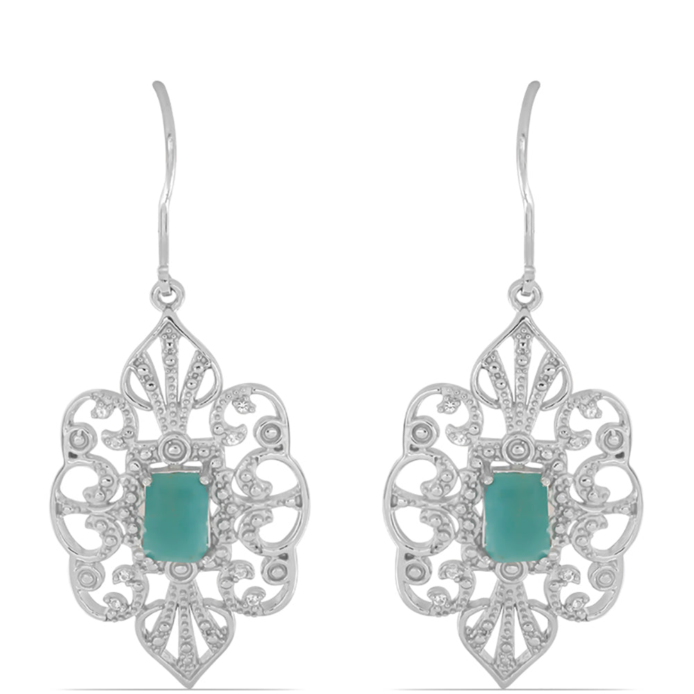 Silberohrringe mit Grandidierit aus Anosy und weißem Topas