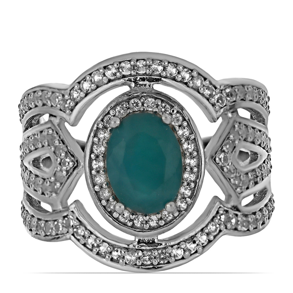 Silberring mit Grandidierit aus Anosy und weißem Topas 1 