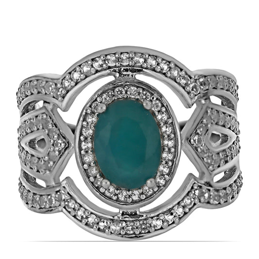 Silberring mit Grandidierit aus Anosy und weißem Topas