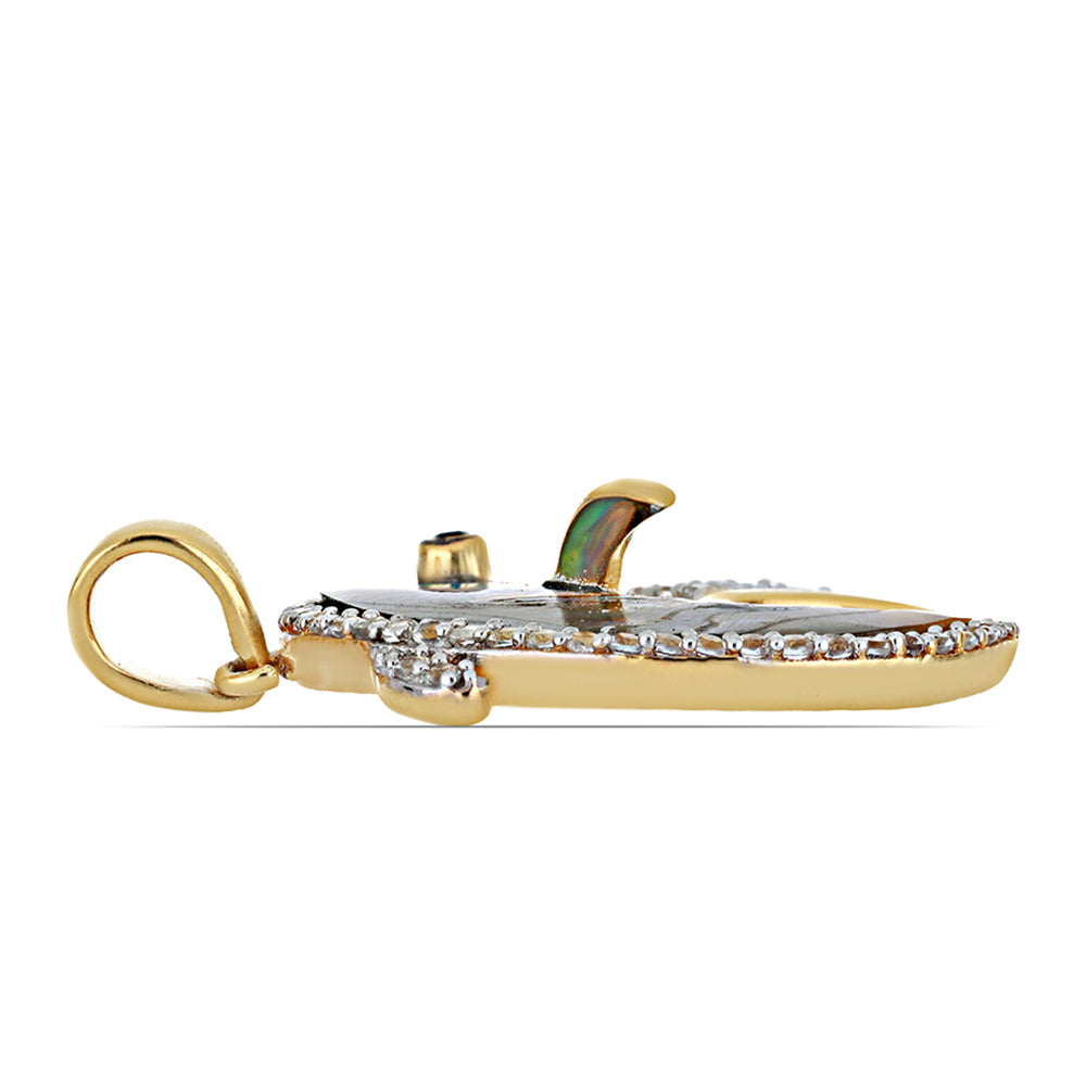 Goldplattierter Silberanhänger mit Paua Muschel und weißem Topas 2 