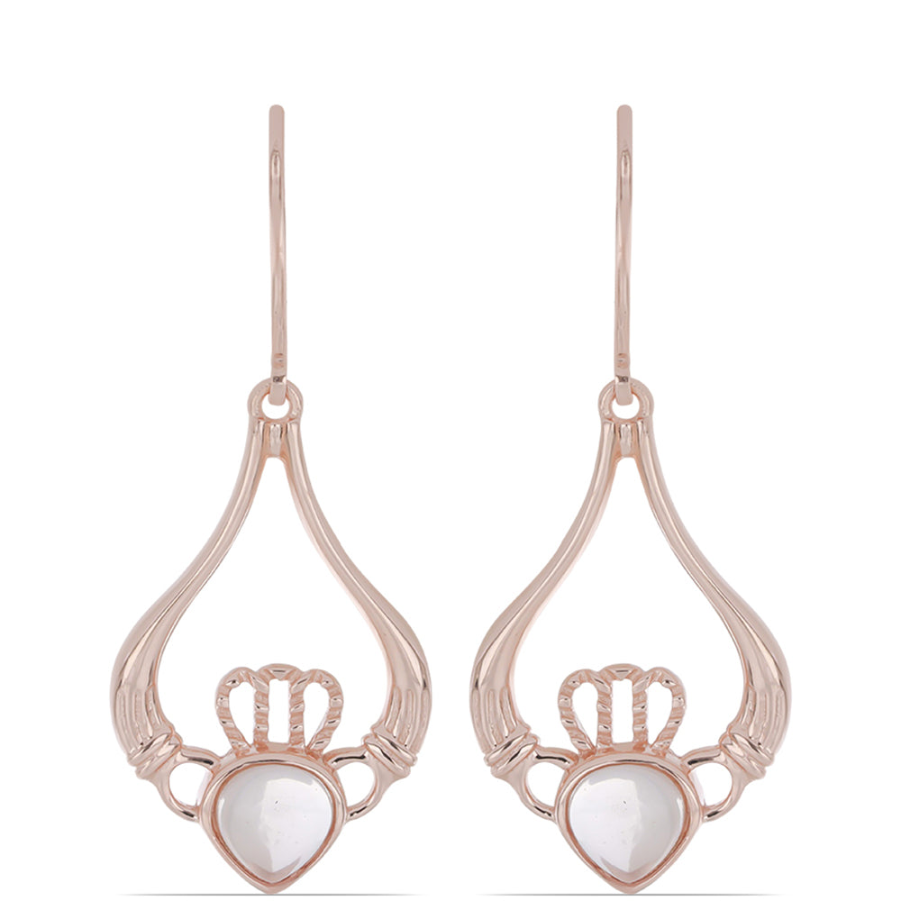 Rosevergoldete Silberohrringe mit Rosenquarz aus Ramaratina 1 