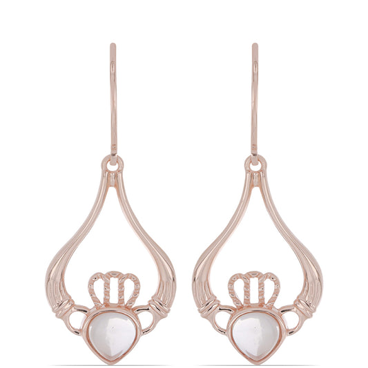 Rosevergoldete Silberohrringe mit Rosenquarz aus Ramaratina