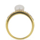 Goldplattierter Silberring mit weißer Süßwasserperle und weißem Topas