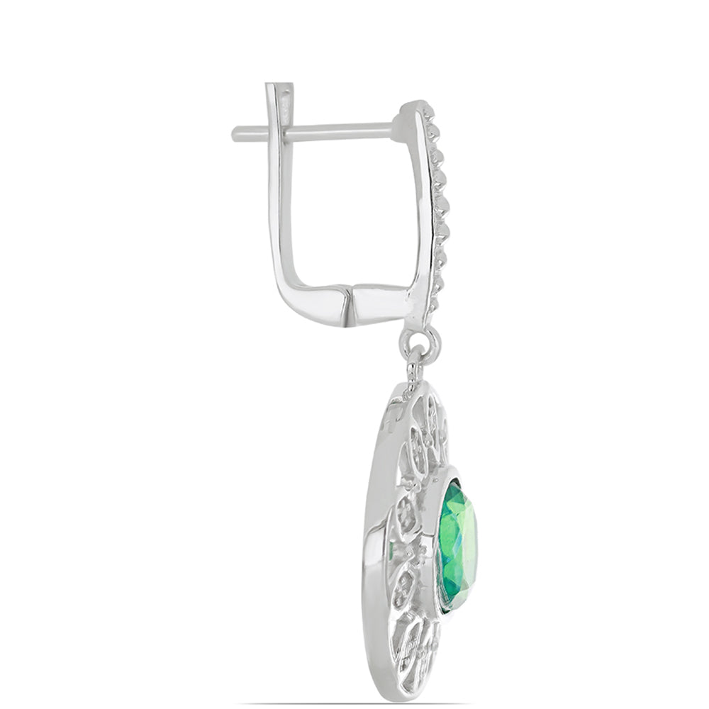 Silberohrringe mit Pfauenquarz und weißem Topas