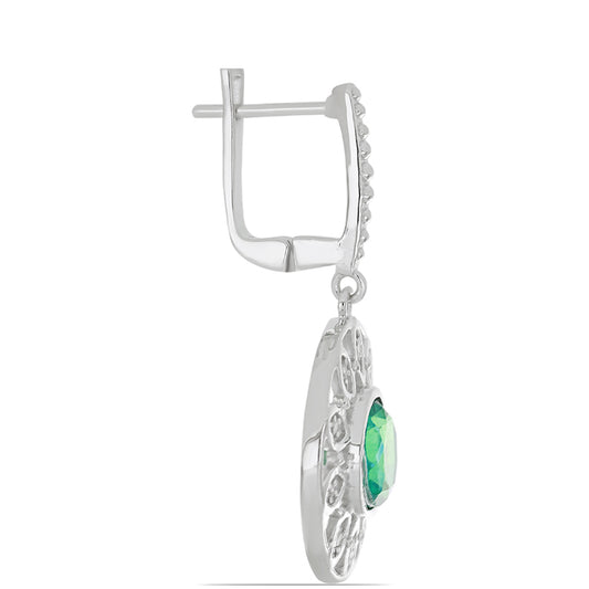 Silberohrringe mit Pfauenquarz und weißem Topas