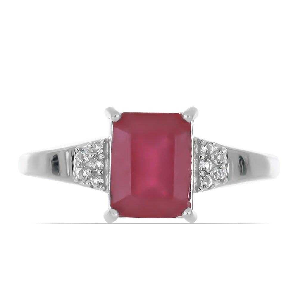 Silberring mit Rubin aus Madagaskar und weißem Topas 1 