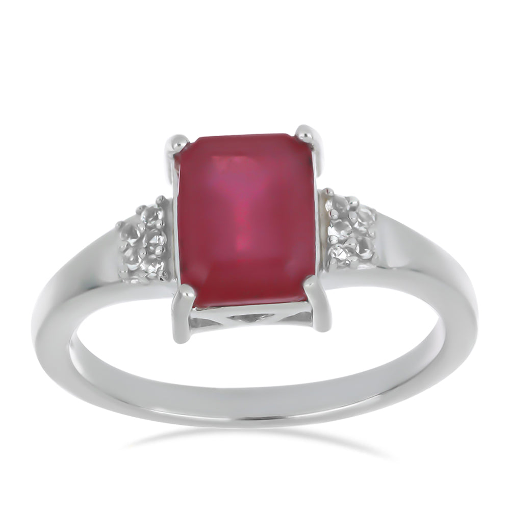 Silberring mit Rubin aus Madagaskar und weißem Topas