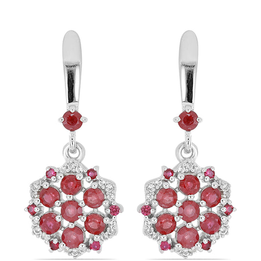 Silberohrringe mit Rubin aus Madagaskar und weißem Topas