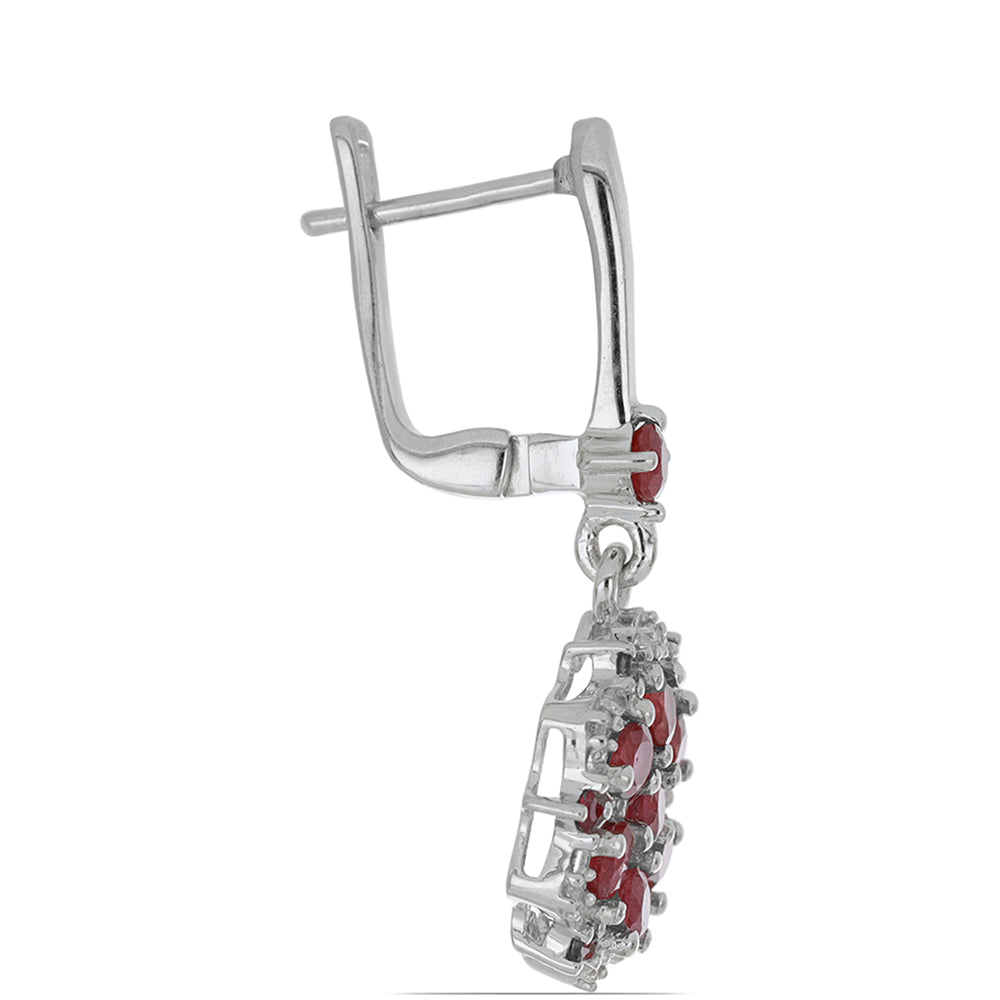 Silberohrringe mit Rubin aus Madagaskar und weißem Topas 2 