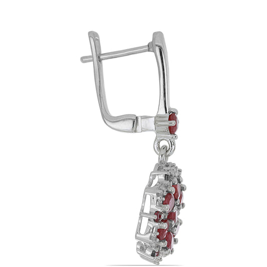 Silberohrringe mit Rubin aus Madagaskar und weißem Topas