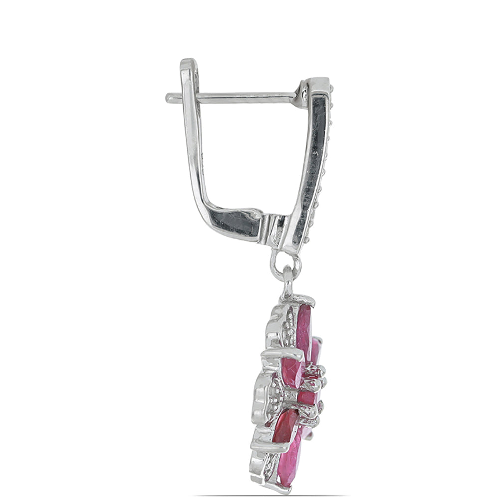 Silberohrringe mit Rubin aus Madagaskar und weißem Topas 2 