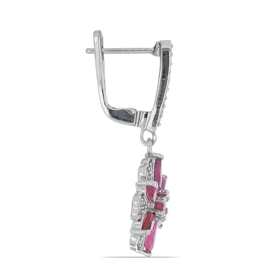 Silberohrringe mit Rubin aus Madagaskar und weißem Topas