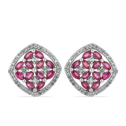 Silberohrringe mit Rubin aus Madagaskar und weißem Topas