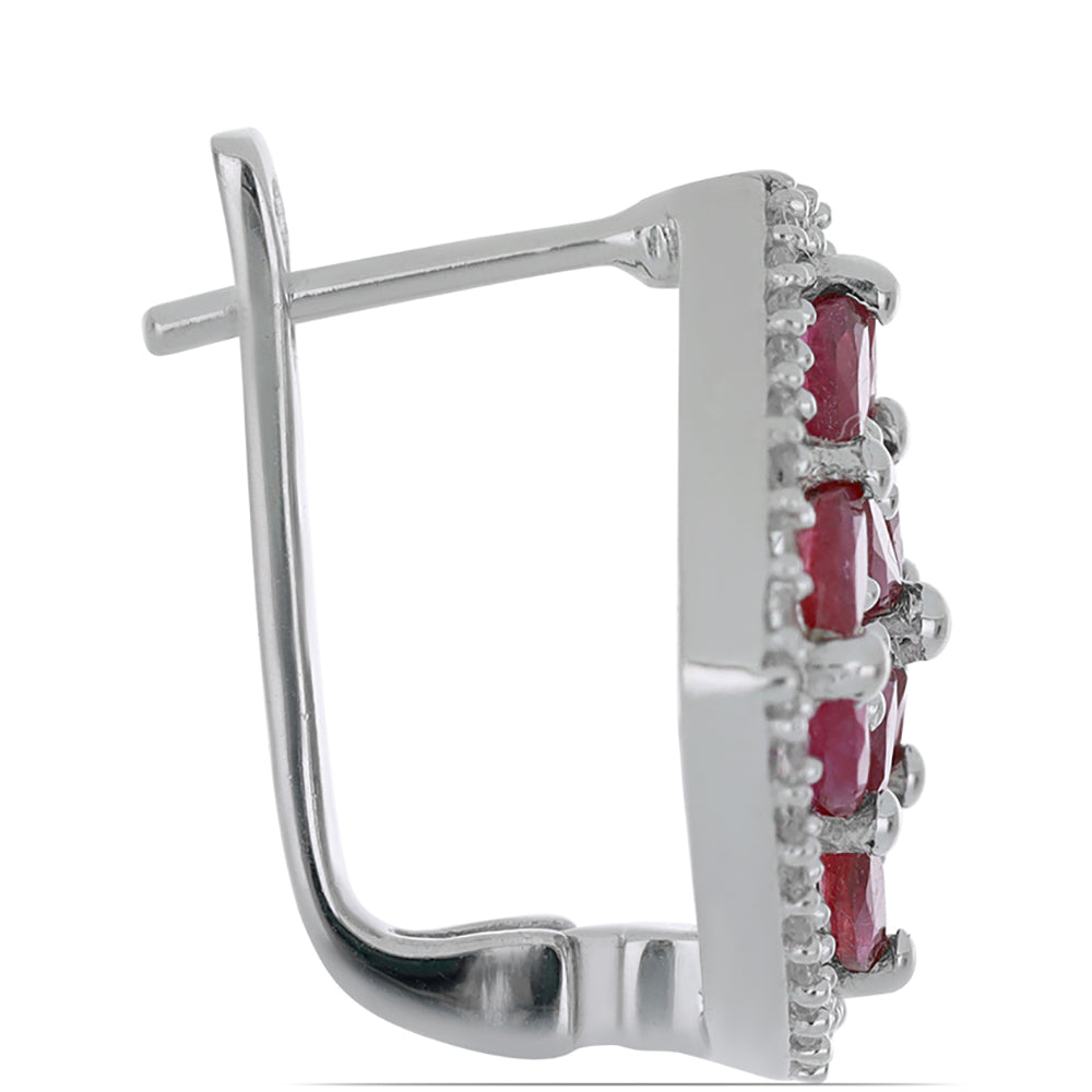 Silberohrringe mit Rubin aus Madagaskar und weißem Topas