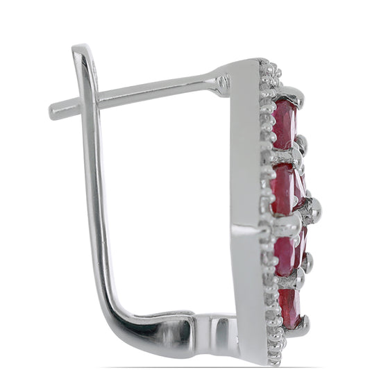 Silberohrringe mit Rubin aus Madagaskar und weißem Topas