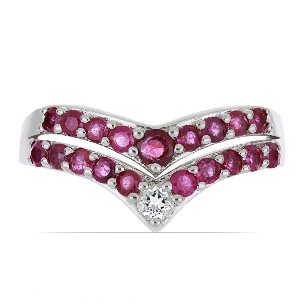 Silberring mit Rubin aus Madagaskar und weißem Topas 1 