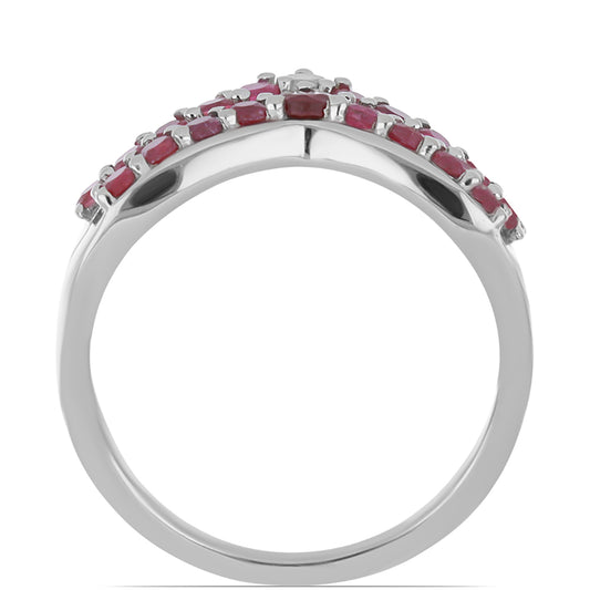 Silberring mit Rubin aus Madagaskar und weißem Topas