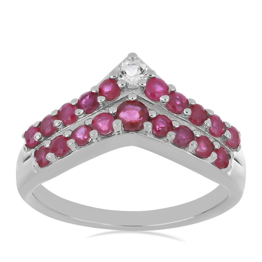 Silberring mit Rubin aus Madagaskar und weißem Topas 3 