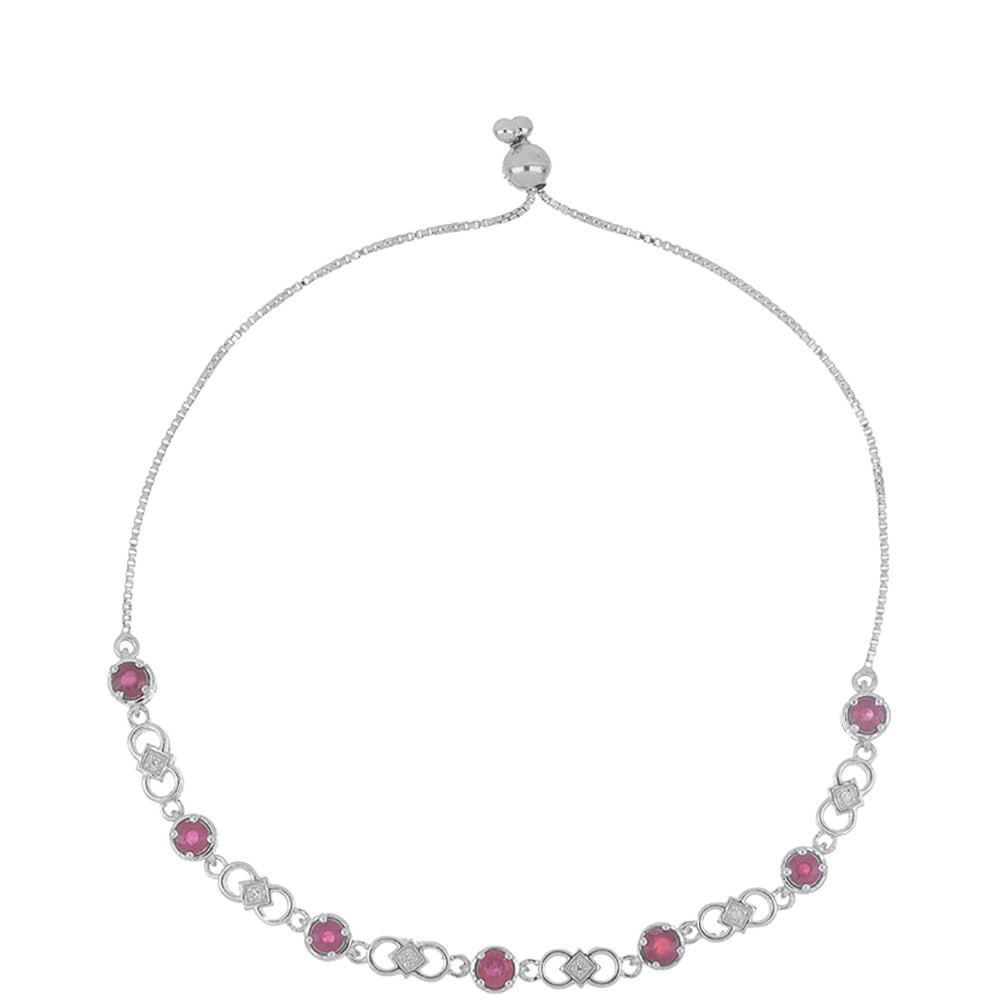 Silberarmband mit Rubin aus Madagaskar und weißem Topas 1 