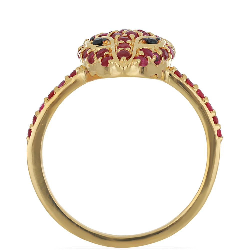 Goldplattierter Silberring mit Rubin aus Madagaskar und schwarzem Spinell aus Gorno Badakhshan 2 