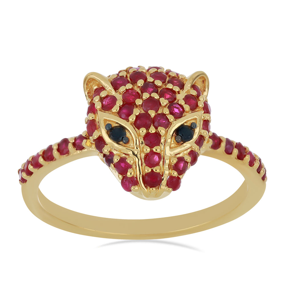 Goldplattierter Silberring mit Rubin aus Madagaskar und schwarzem Spinell aus Gorno Badakhshan 3 