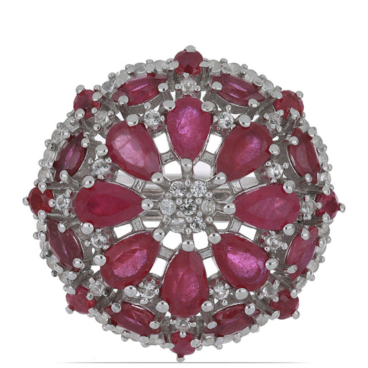 Silberring mit Rubin aus Madagaskar und weißem Topas