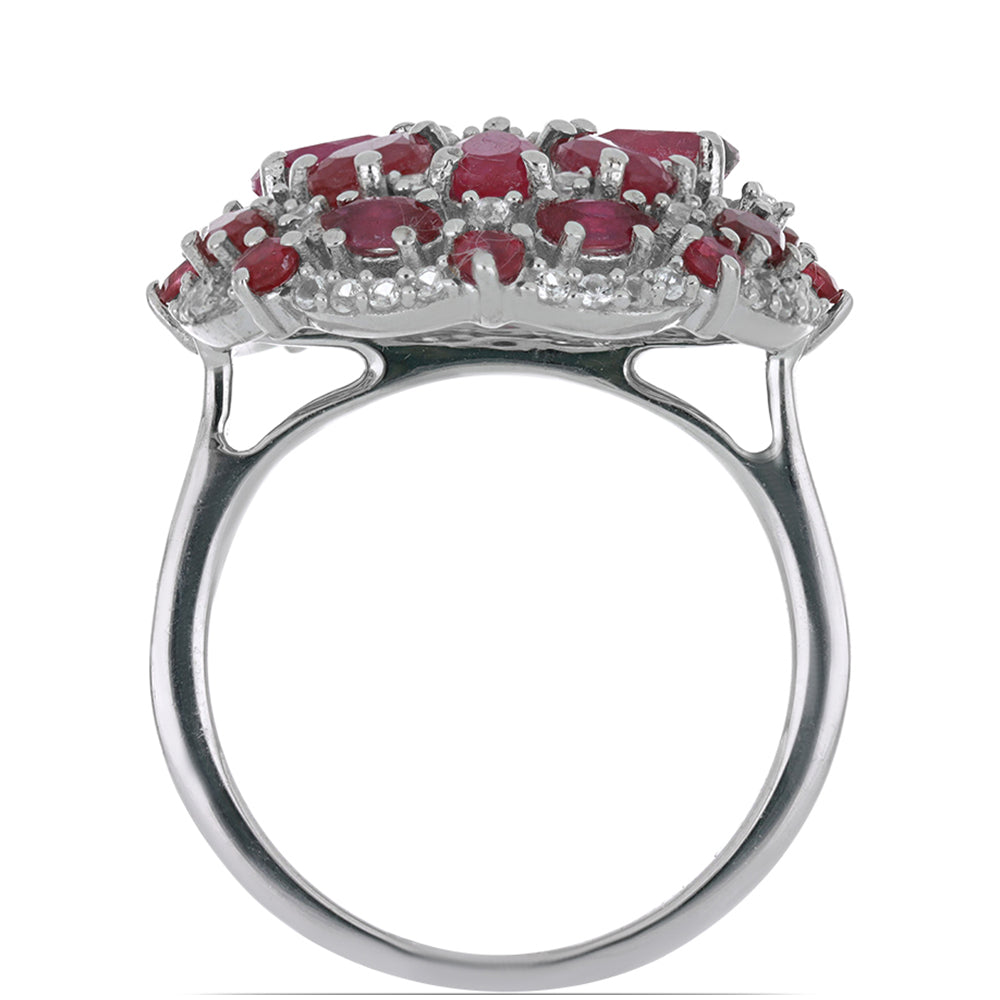 Silberring mit Rubin aus Madagaskar und weißem Topas