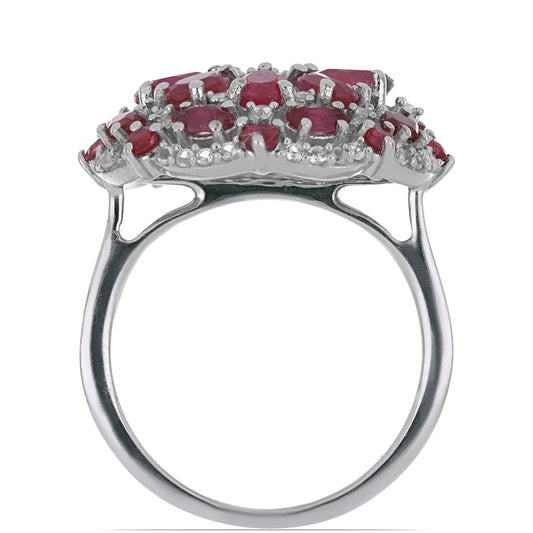 Silberring mit Rubin aus Madagaskar und weißem Topas