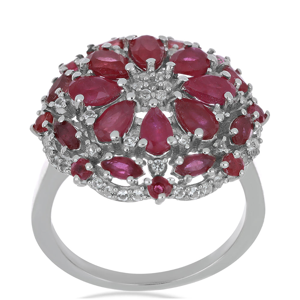 Silberring mit Rubin aus Madagaskar und weißem Topas 3 