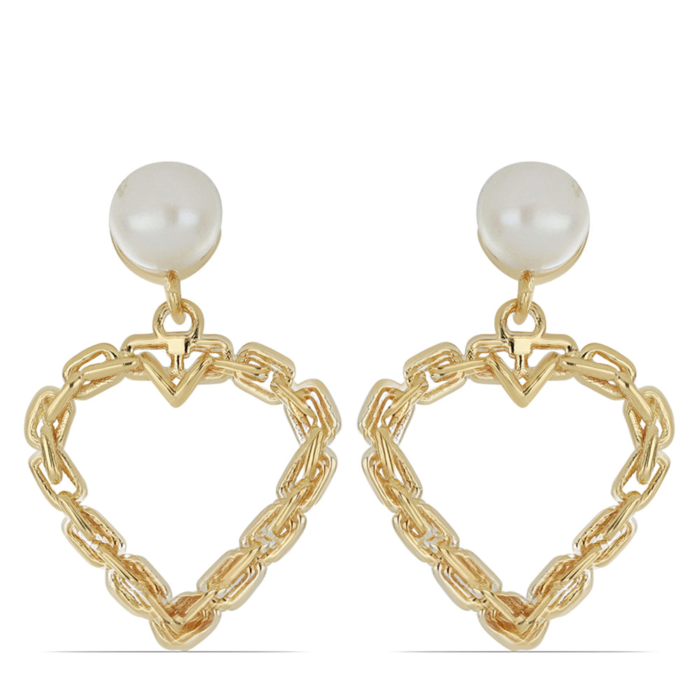 Goldplattierte Silberohrringe mit weißer Süßwasserperle