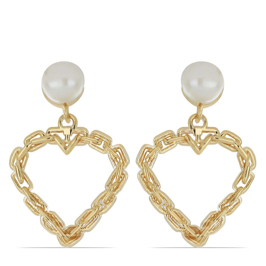 Goldplattierte Silberohrringe mit weißer Süßwasserperle